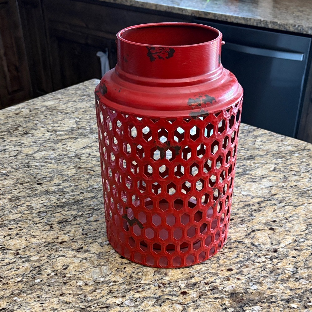 Red Decorative Metal Lantern - Home Accents